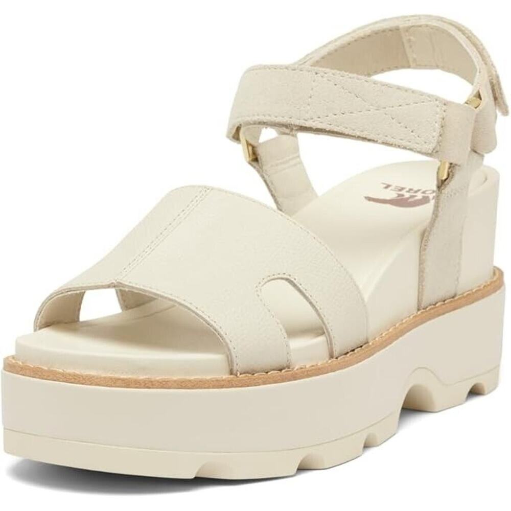 NEW In Box Sorel Womens JOANIE IV Wedge Platform Chalk White Leather Sandals 5.5